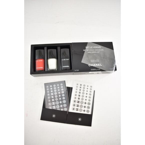 Chanel Set Le Vernis De Looks Manicure Nail Looks Set Stickers Polish Red White - Picture 3 of 8